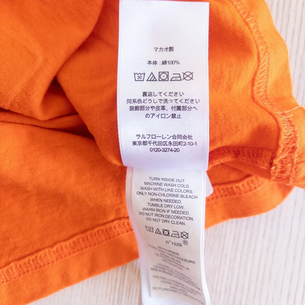 Ralph Lauren Polo Ski Shirt Orange Long Sleeve Graphic Tee Kids 3T